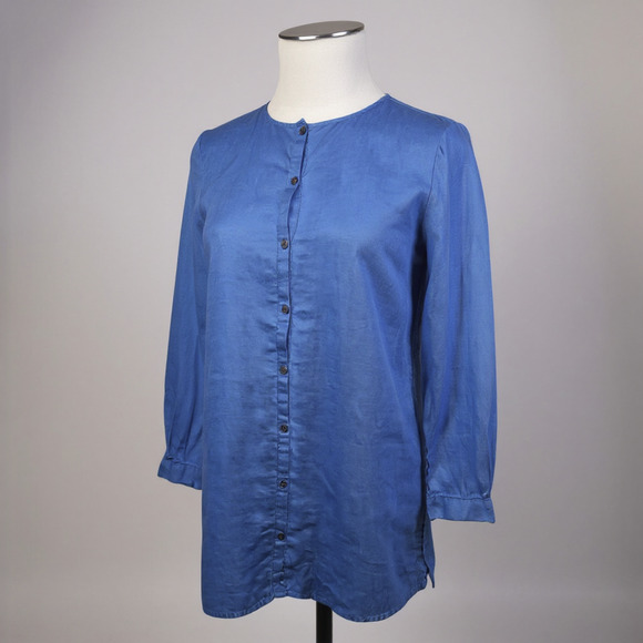 Eileen Fisher Tops - Eileen Fisher Organic Linen Button top or Mini Dress Size Small Lagonlook Beachy